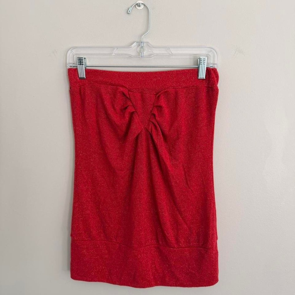 DEADSTOCK Y2K RED‎ SHIMMERY POETRY CLOTHING TUBE TOP